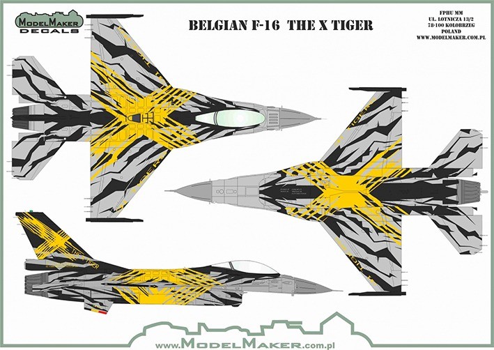 Model Maker Decals MD32179 Belgian Lockheed-Martin F-16 THE X TIGER decals + masks set 1/32