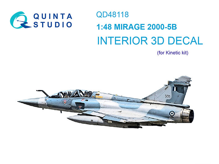 Quinta studio QD48118 Mirage 2000-5B (Kinetic) 3D Декаль интерьера кабины 1/48