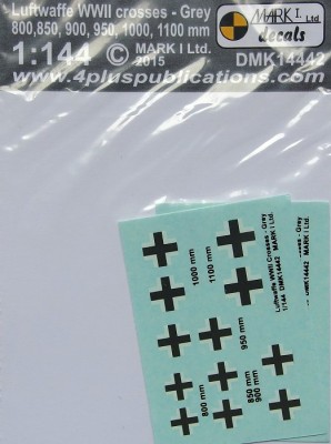 4+ Publications DMK-14442 1/144 Decals Luftwaffe WWII crosses grey (2 sets)