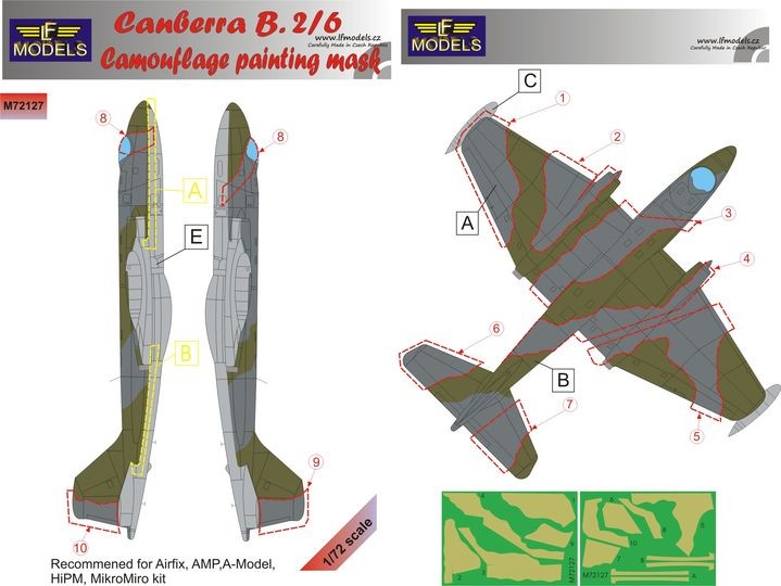 Lf Model M72127 Mask Canberra B.2/6 Camouflage painting 1/72