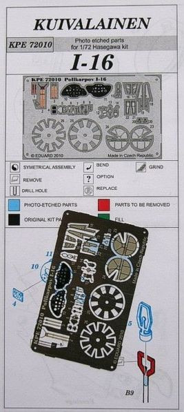 Kuivalainen KPE-72010 1/72 Polikarpov I-16 - colour PE set (HAS)