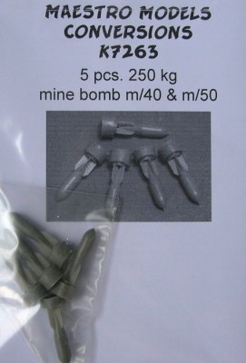 Maestro Models MMCK-7263 1/72 250kg mine bomb m/40 &amp; m/50 (5 pcs.)
