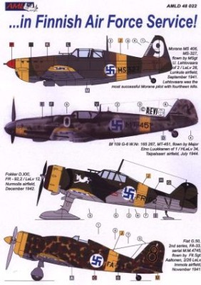 AML AMLD48022 Dec. B.Roc, MS 406, D.XXI, G.50 in Finnish AF 1/48
