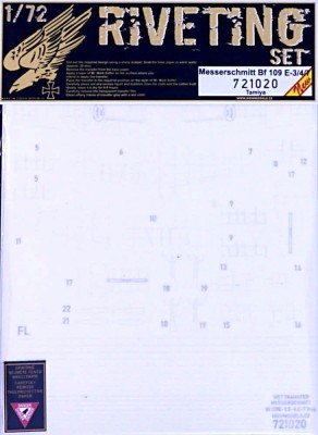 HGW 721020 Bf 109 E-3/4/7 RIVETING SET (TAM) 1/72