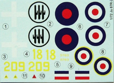 LF Model C7234 Decals for Ju 87R-2 Part I. (FUJI/ITAL/REV) 1/72