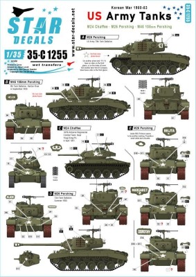 Star Decals 35-C1255 US Army Tanks in Korea.M24 Chaffee, M26 Pershing and M45 105mm Pershing in Korea 1950-53 1/35