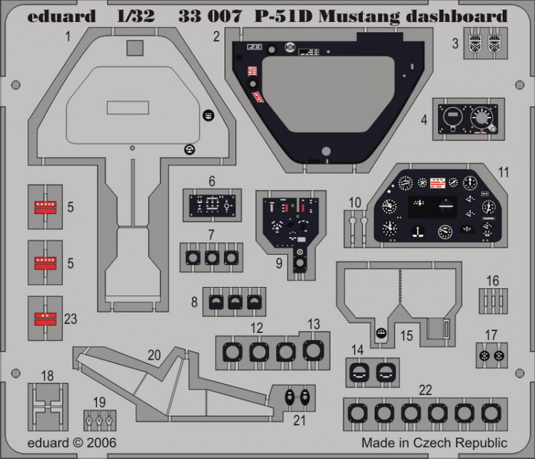 Eduard 33007 P-51D dashboard 1/32 HAS