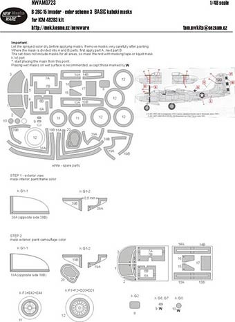 New Ware NWA-M0723 1/48 Mask A-26C-15 colour scheme 3 BASIC (ICM)