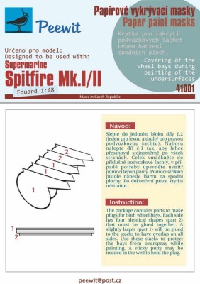 Peewit P41001 Paper paint mask Spitfire Mk.I/II (EDU) 1/48