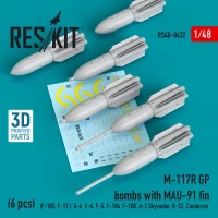 Reskit RS48-432 M-117R GP bombs w/ MAU-91 fin (6 pcs.) 1/48