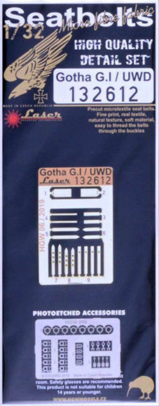 HGW 132612 Seatbelts Gotha G.I / UWD (laser) 1/32