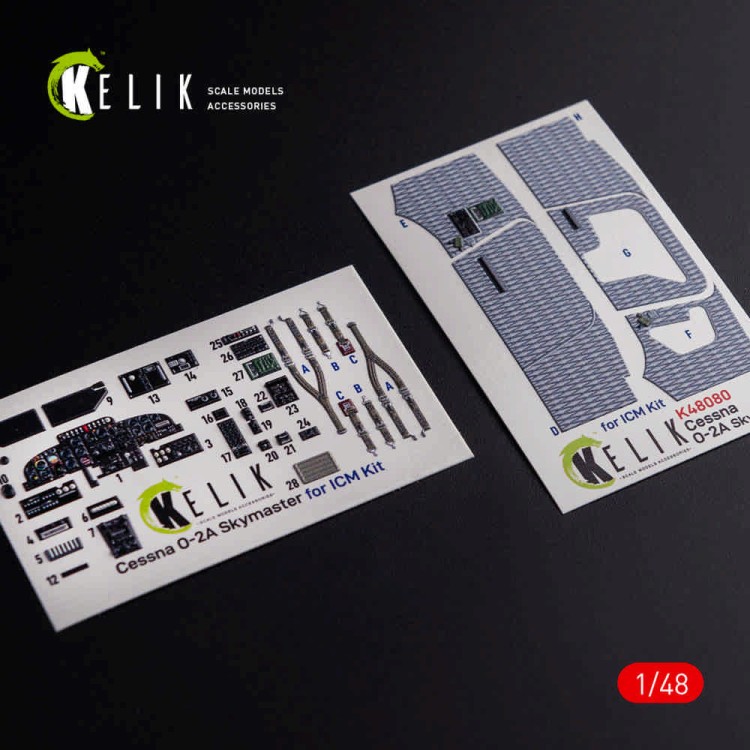Reskit K48080 O-2A Skymaster int. 3D decals 'grey decorat.' 1/48