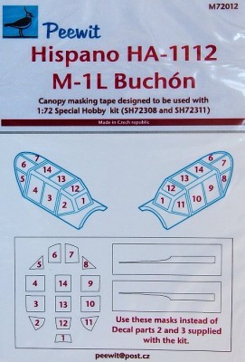 Peewit PW-M72012 1/72 Canopy mask HA-1112 M-1L Buchon (SP.HOBBY)