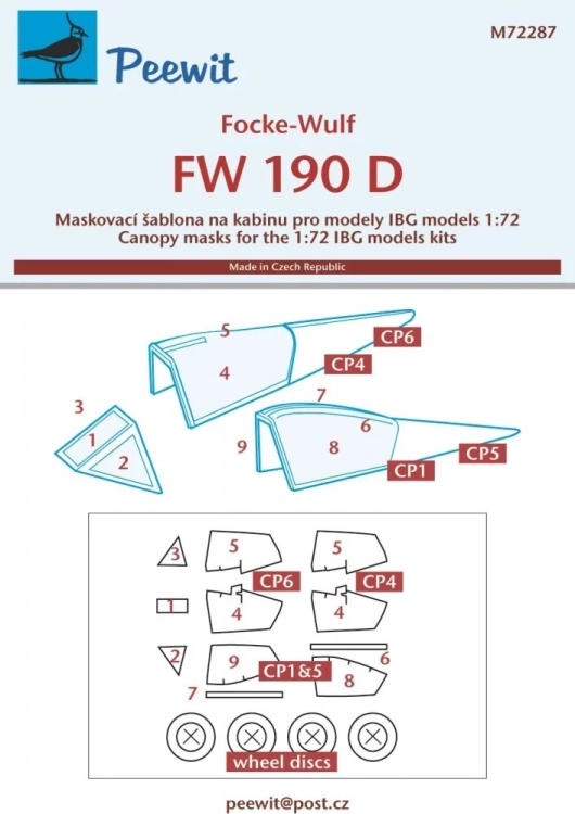 Peewit M72287 Canopy mask Focke Wulf Fw 190 D (IBG) 1/72