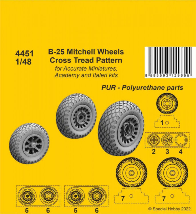 CMK 4451 B-25 Mitchell wheels - Cross Tread Pattern 1/48