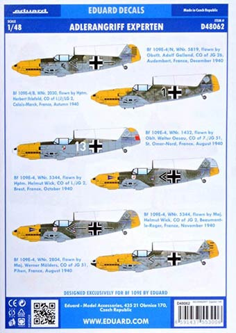 Eduard D48062 1/48 Decals ADLERANGRIFF: Experten (EDU)