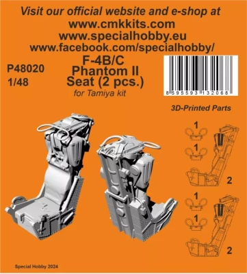 CMK P48020 F-4B/C Phantom II seat (2 pcs.) 3D Print 1/48