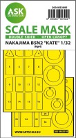 Art Scale 200-M32095 Nakajima B5N2 Kate open canopy - wheels and canopy frame paint mask (inside and outside) 1/32