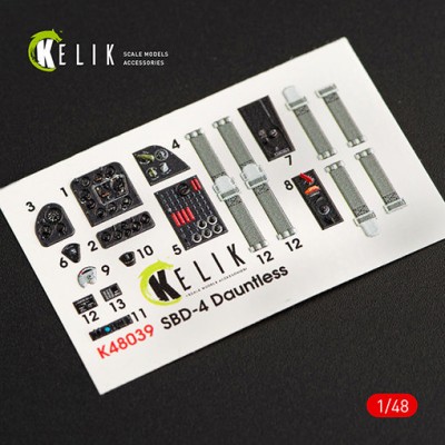 Reskit K48039 SBD-4 'Dauntless' interior 3D decals (HAS) 1/48