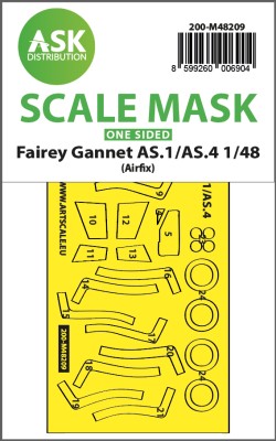 Art Scale 200-M48209 Fairey Gannet AS.1/AS.4 wheels and canopy frame paint mask (outside only) 1/48