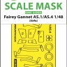 Art Scale 200-M48209 Fairey Gannet AS.1/AS.4 wheels and canopy frame paint mask (outside only) 1/48
