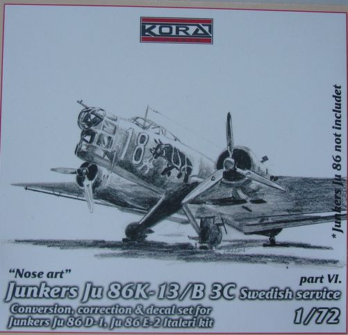 Kora Model C7232 Ju 86K-13/B3C Swedish - Conv.set (Part VI.) 1/72