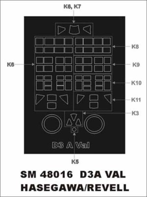 Montex SM48016 Aichi D3A1 Type 99 'Val' canopy frame paint mask 1/48