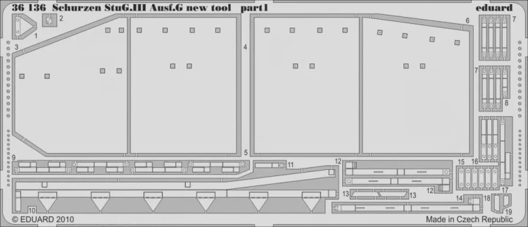 Eduard 36136 SET Schurzen StuG.III Ausf.G new tool (DRAG 6365) 1/35