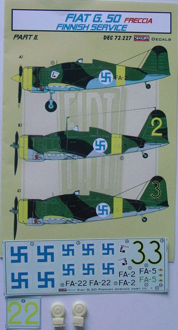 Kora Model DEC72227 Fiat G.50 Freccia (Finland) Part II. декали декали 1/72