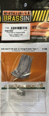 Eduard 6481064 BRASSIN P-40 seat w/ integral belts Type 1 1/48