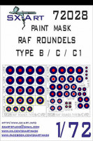 Sx Art 72028 RAF Roundels Type B/C/C1 Маска для окрашивания 1/72