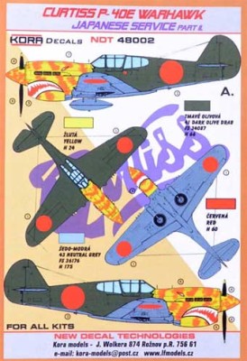 Kora Model NDT48002 Curtiss P-40E Japanese Service Part 2 декали 1/48