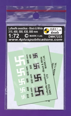 4+ Publications DMK72033 Decals Luftwaffe swastikas - B &amp; W (2 sets) 1/72