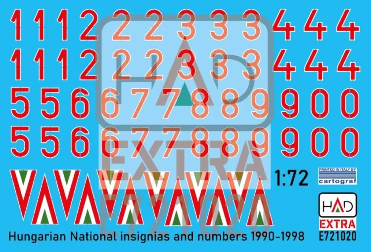 HAD E721020 Decal Hungarian Nat.Insignias&numbers 1990-98 1/72
