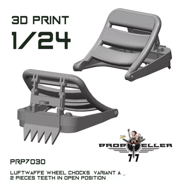 77 Propeller 77PRP-7030 Luftwaffe wheel chocks teeth opened (2 pcs.) 1/24
