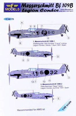 Lf Model C48178 Decals Bf 109B Legion Condor (AMG) 1/48