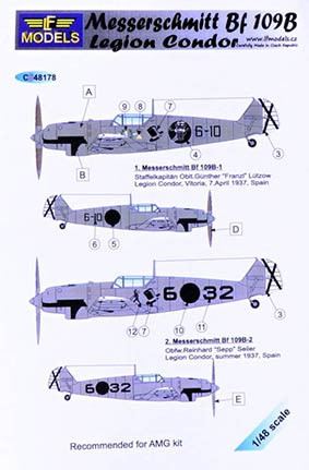 Lf Model C48178 Decals Bf 109B Legion Condor (AMG) 1/48