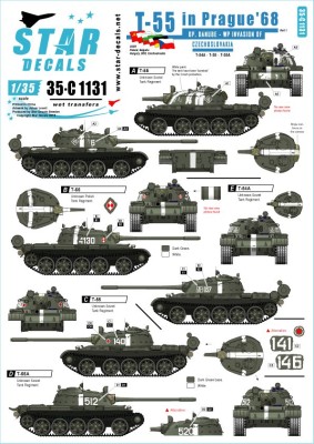 Star Decals 35-C1131 Operation Danube, the WP invasion of Czechoslovakia in 1968.Soviet T-54A, T-55 and T-55AT-55 in Prague '68 1/35