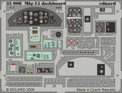 Eduard 33008 MiG-15 dashboard 1/32 TRU