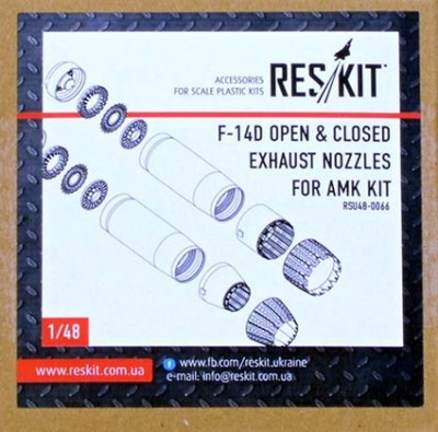 Reskit RSU48-0066 F-14D closed &amp; open exhaust nozzles (AMK) 1/48