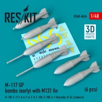 Reskit RS48-434 M-117 GP bombs (early) w/ M131 fin (6 pcs.) 1/48