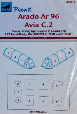 Peewit PW-M72013 1/72 Canopy mask Avia C-2/Arado Ar-96 (SP.HOBBY)