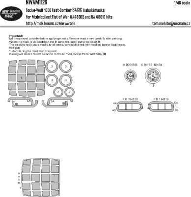 New Ware NWA-M1126 Mask FW 1000 Fast-Bomber BASIC (MODELC.) 1/48