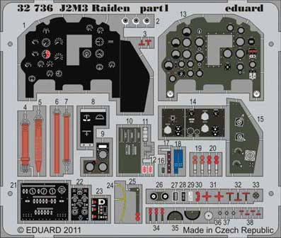 Eduard 32736 J2M3 Raiden interior S.A.