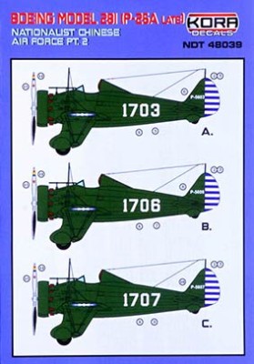 Kora Model NDT48039 P-26A Late Nationalist Chinese AF Pt.2 декали 1/48