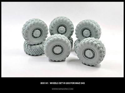 Miniarm 35141 Колеса ВИ-203 для МаЗ-537 с просадкой, 8 шт 1/35
