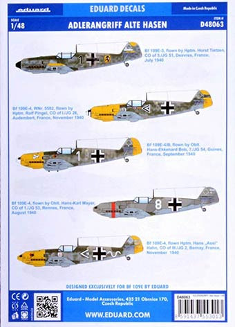 Eduard D48063 1/48 Decals ADLERANGRIFF: Alte Hasen (EDU)