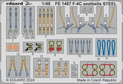Eduard FE1487 F-4C seatbelts STEEL (H. 2000/ACAD) 1/48