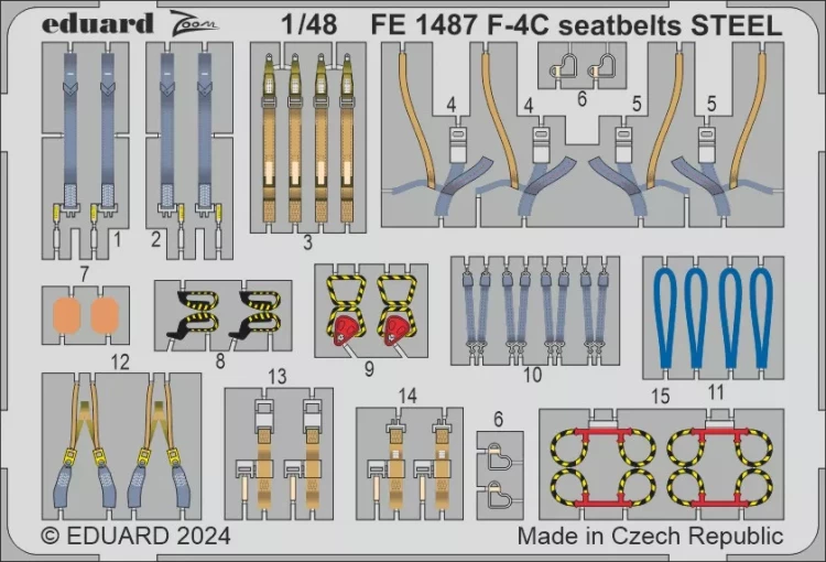 Eduard FE1487 F-4C seatbelts STEEL (H. 2000/ACAD) 1/48