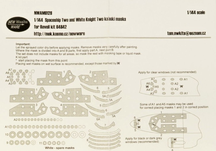 New Ware NWA-M0128 Mask Spaceship Two & White Knight Two (REV) 1/144